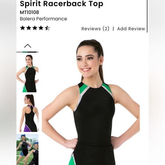 Weissman Balera Performance Spirit Racerback Top Red Black Dance Cheer NEW - Picture 2 of 8